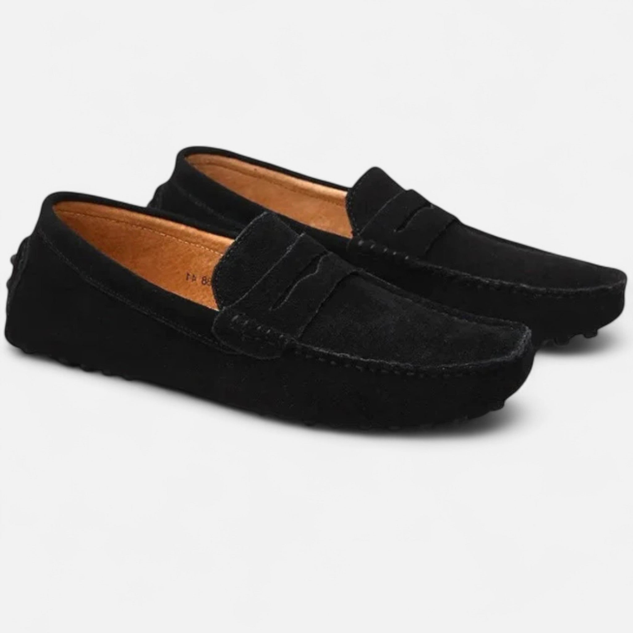 Men's suede driver loafers in Sea Green - front view