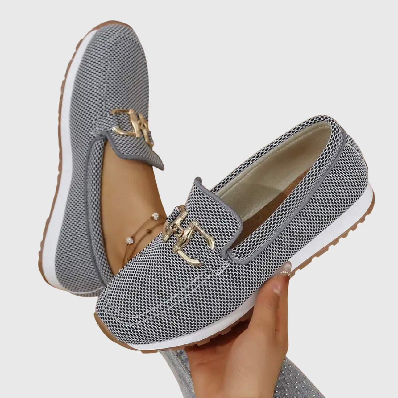 Women's Orthopedic Loafers | Cushioned Gold Hardware Slip-On Shoes