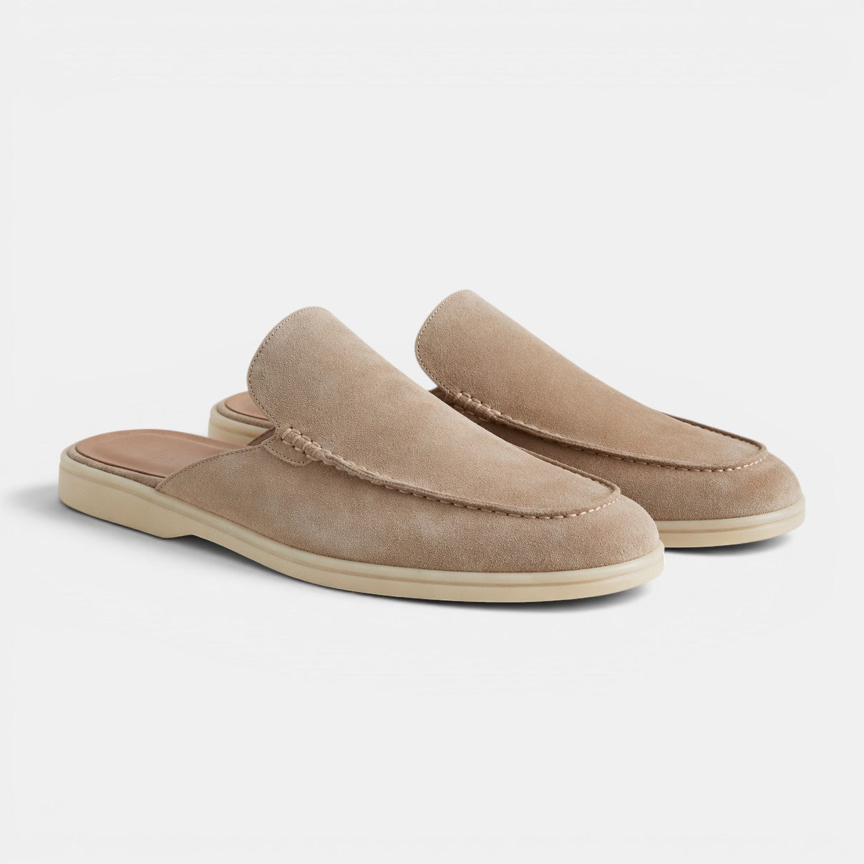 Men's suede mules in Mocha - front view