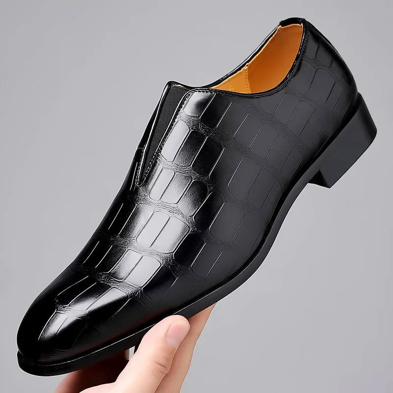 Men's croc-embossed glossy slip-on loafers, view 8