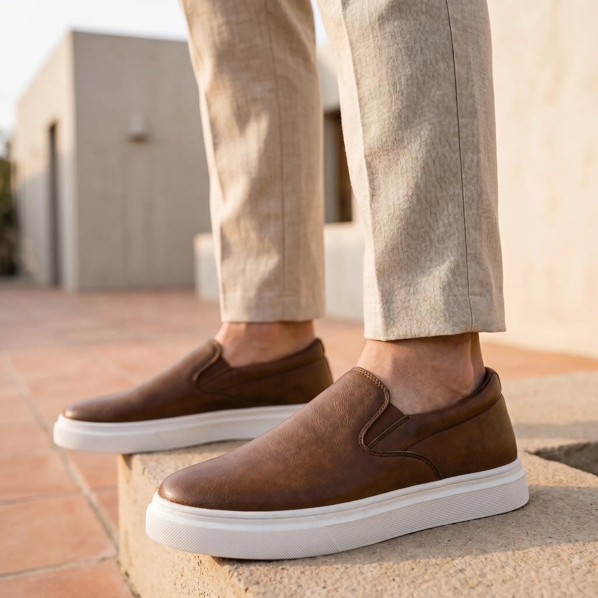Men's PU slip-on loafers, view 2