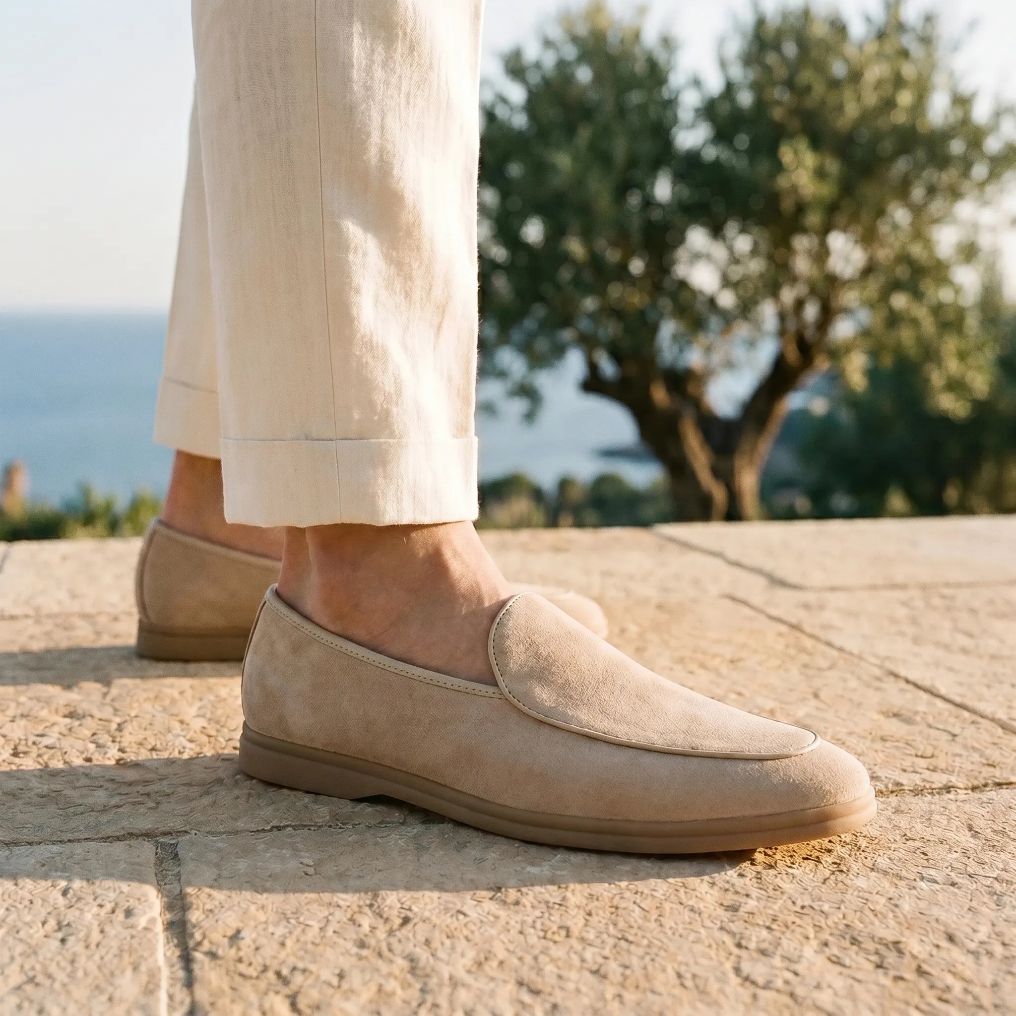 Men's soft suede flat slip-on loafers, view 2