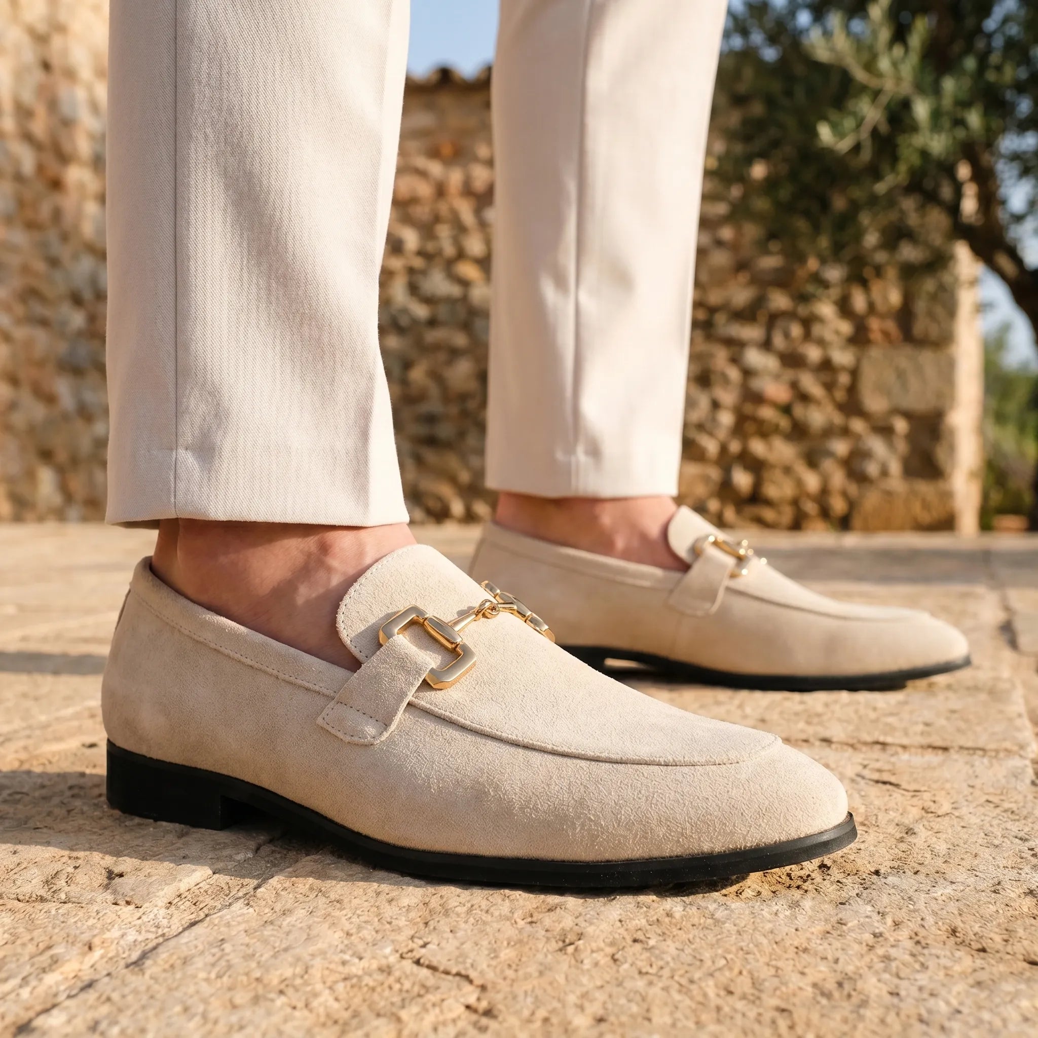 Men's suede horsebit slip-on loafers, view 2