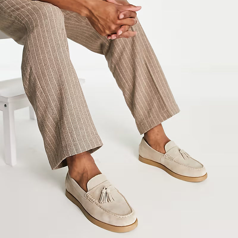 Men's suede dual tassel slip-on loafers, view 3