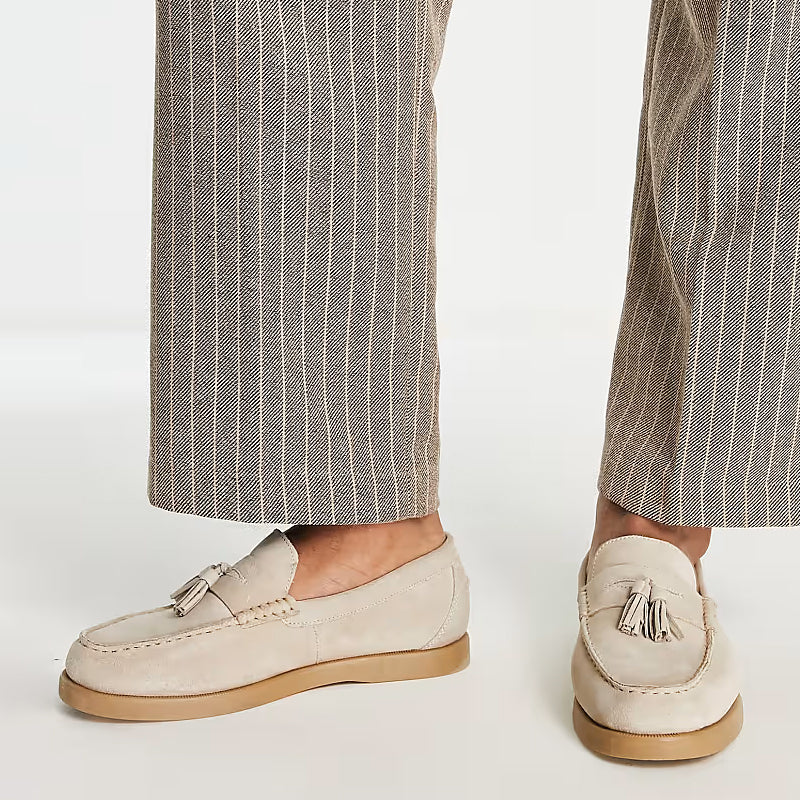Men's suede dual tassel slip-on loafers, view 2