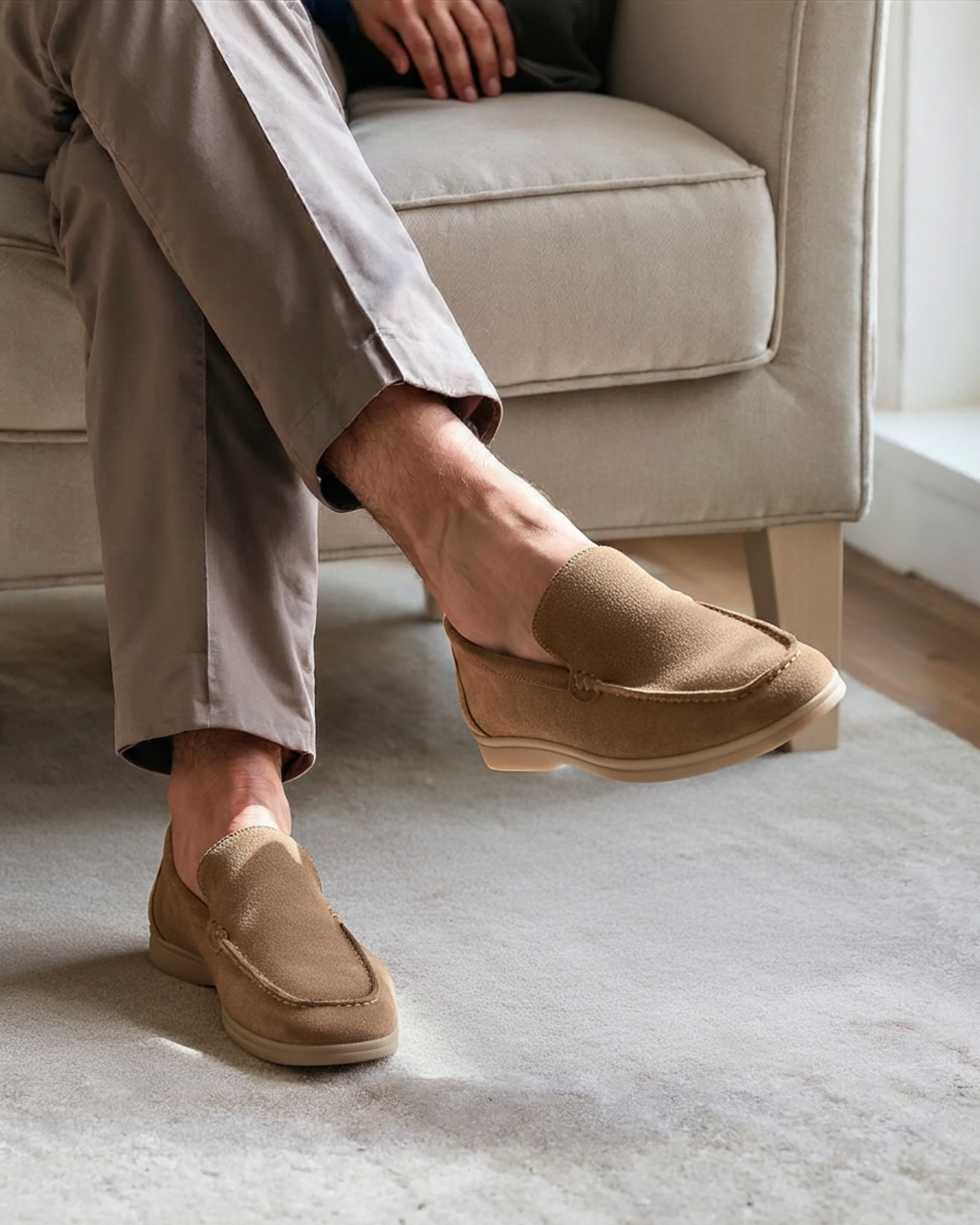Men's suede loafers in Black - front view
