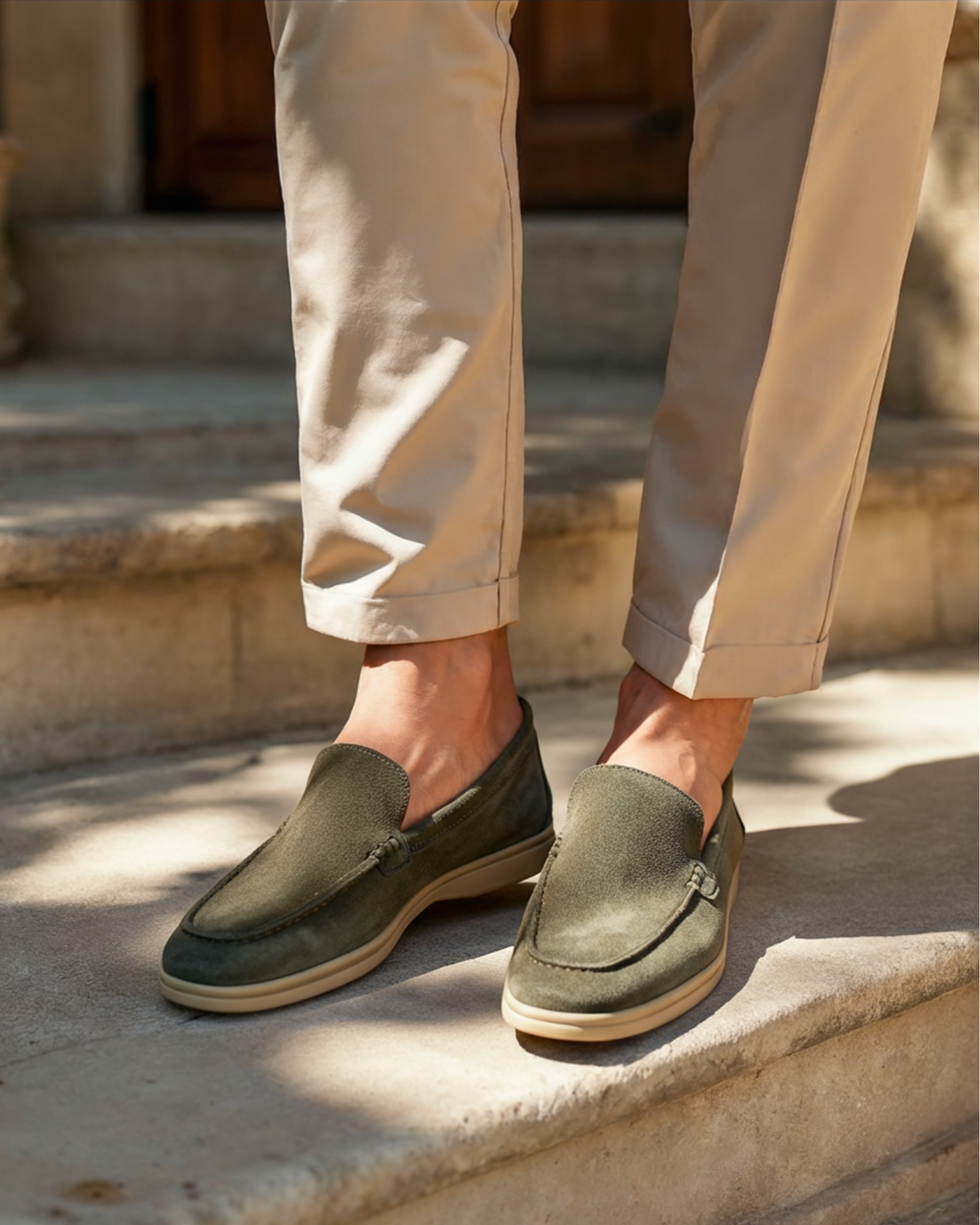 Men's suede loafers in Caramel - front view