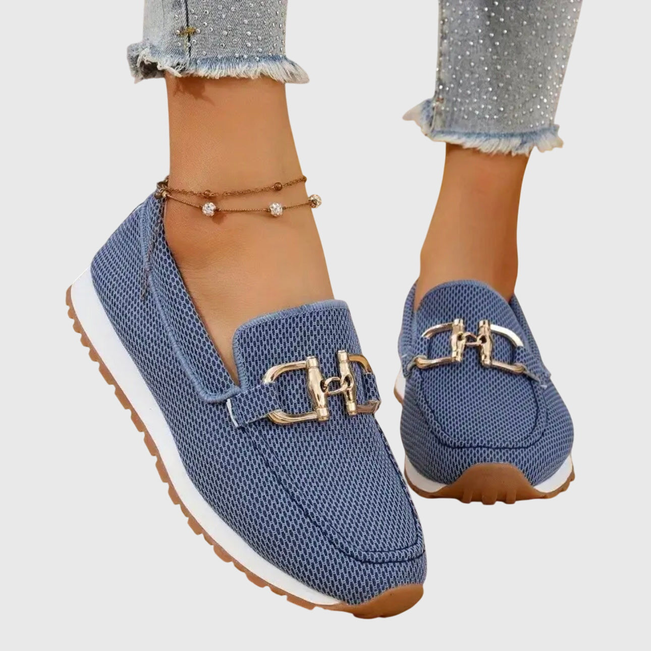 Women's Orthopedic Loafers | Cushioned Gold Hardware Slip-On Shoes