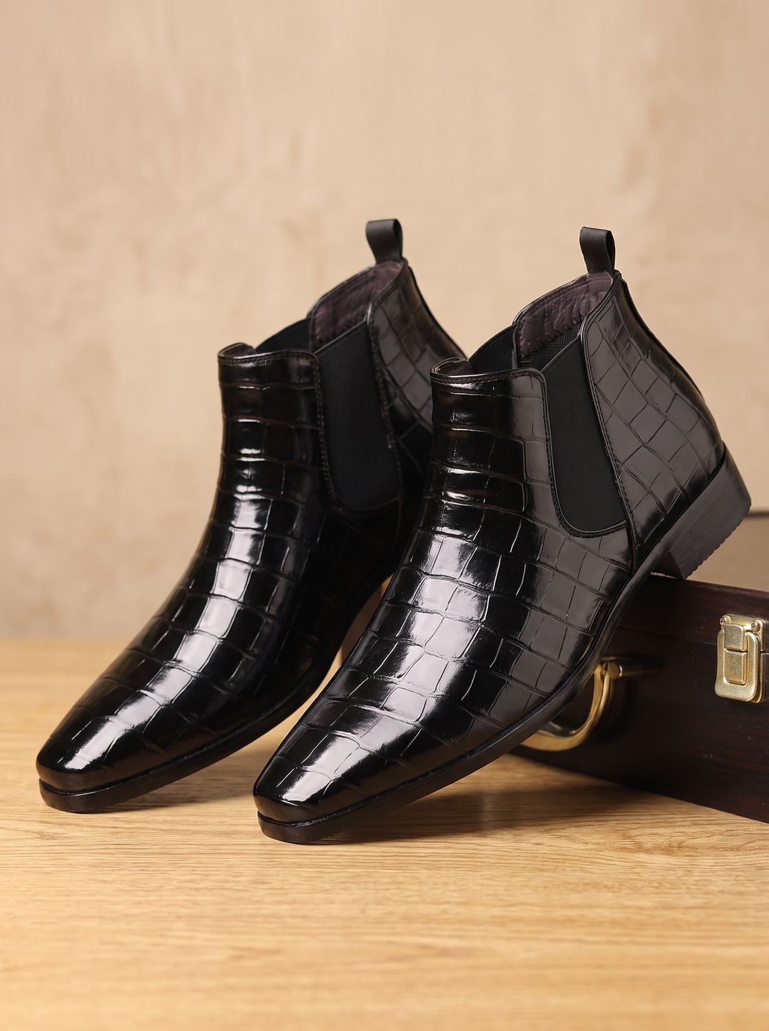 Men's Croc-Effect Slip-On Chelsea Boots - view 3