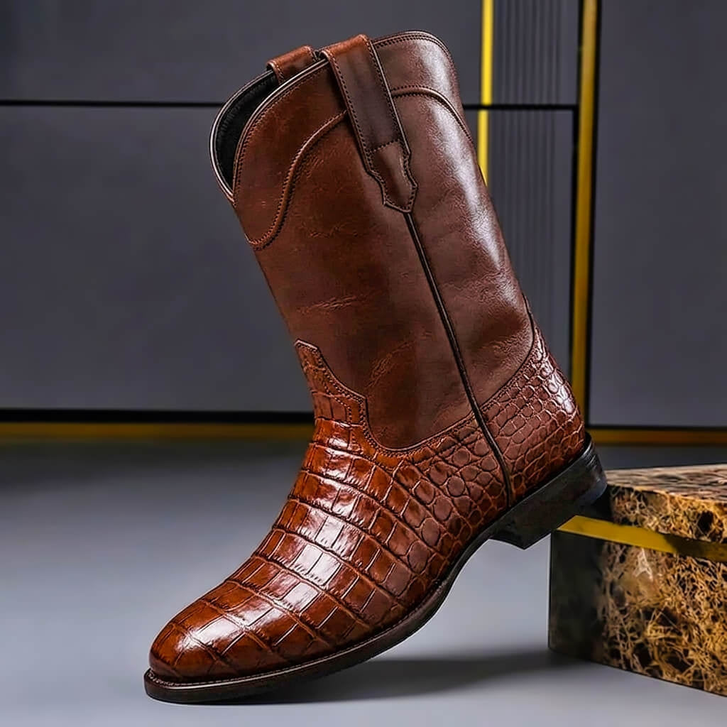 Men's Croc-Print Western Cowboy Boots - view 2