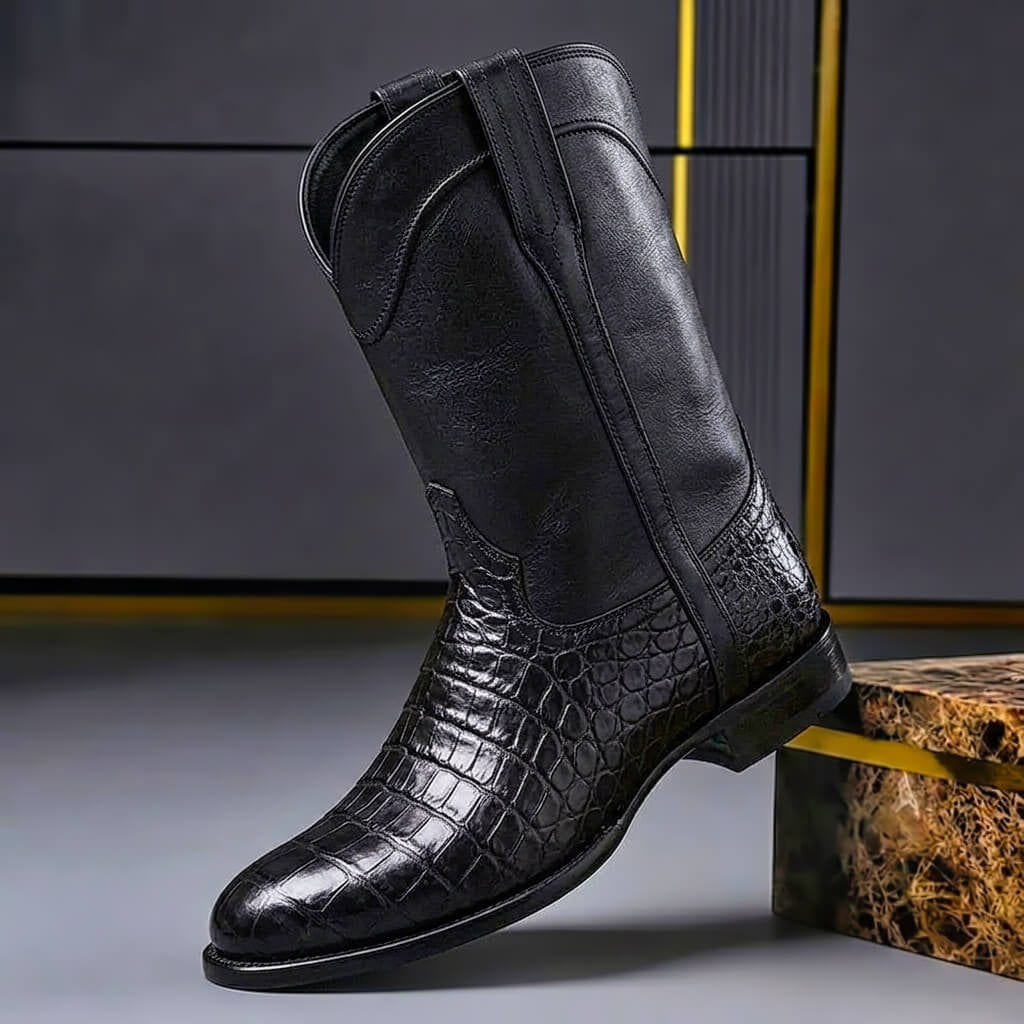 Men's Croc-Print Western Cowboy Boots - view 3