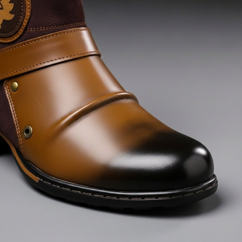 Men's Double Buckle Ankle Boots with Side Zip - view 5