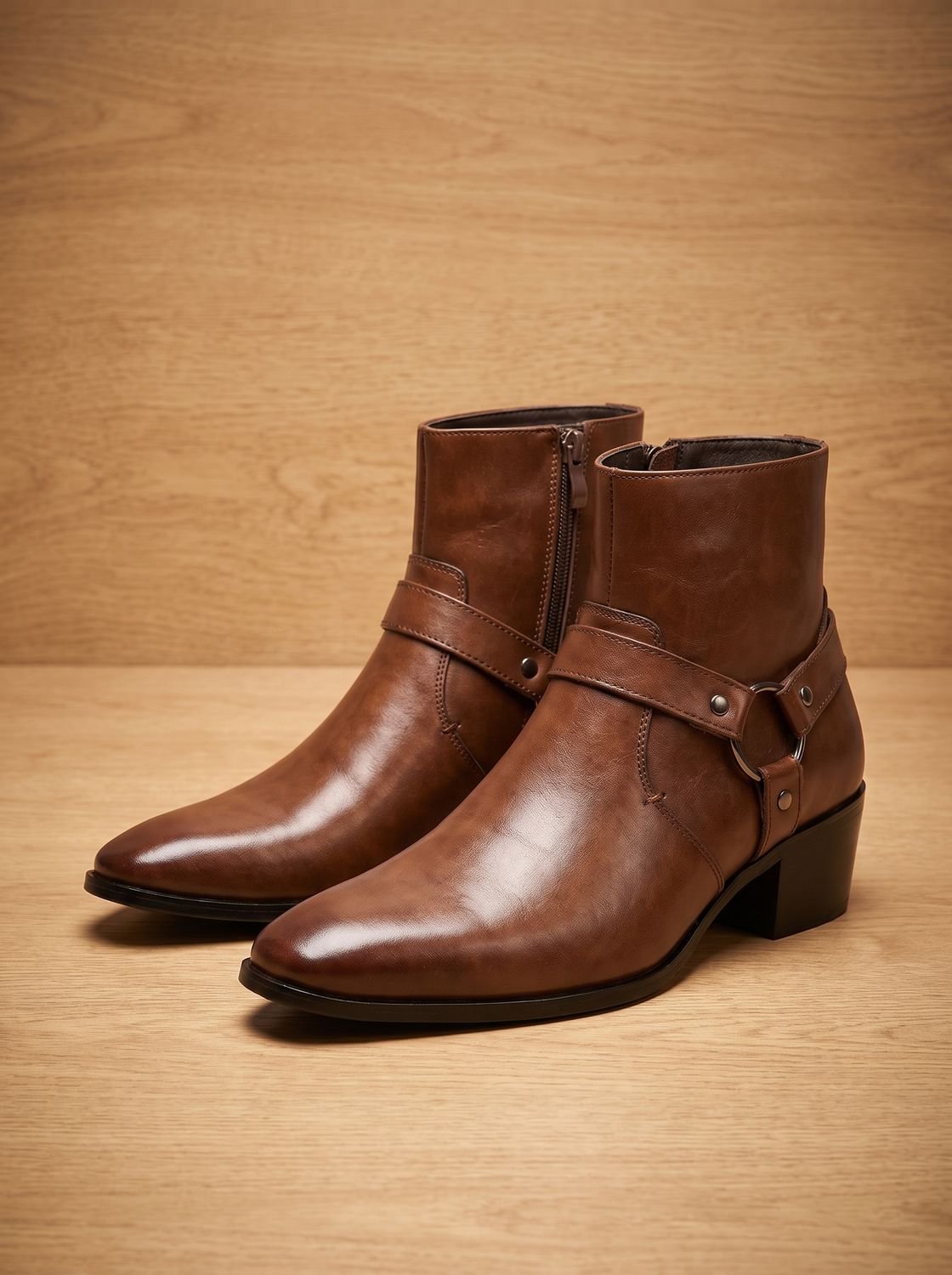 Men's Harness Ankle Boots with Chisel Toe - view 2