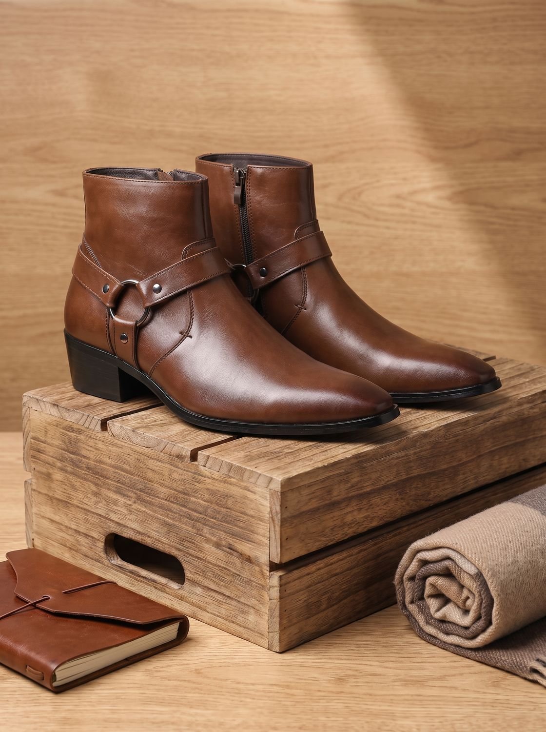 Men's Harness Ankle Boots with Chisel Toe - view 3