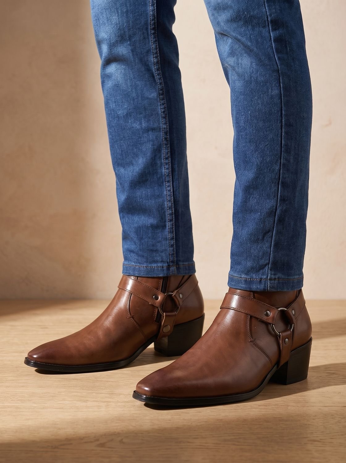 Men's Harness Ankle Boots with Chisel Toe - view 5
