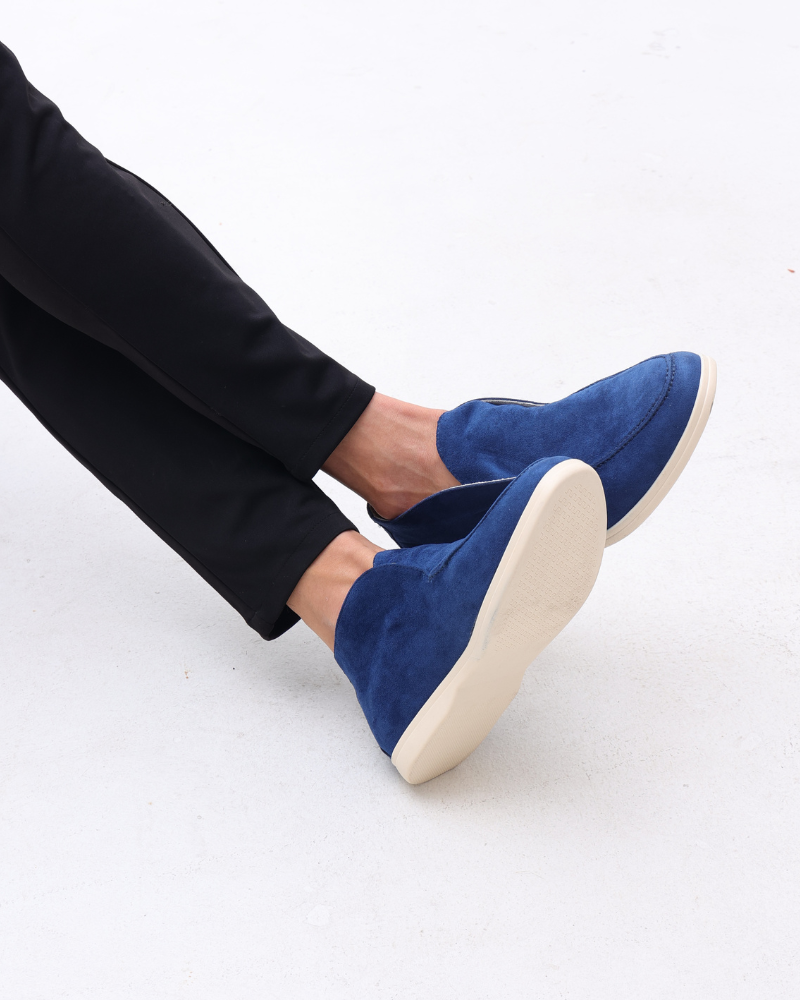 Men's high-cut slip-on suede loafers - front view