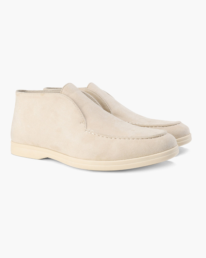 Men's high-cut suede loafers - worn view