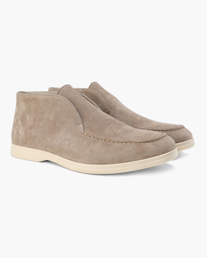 Men's high-cut slip-on suede loafers in Black - front view
