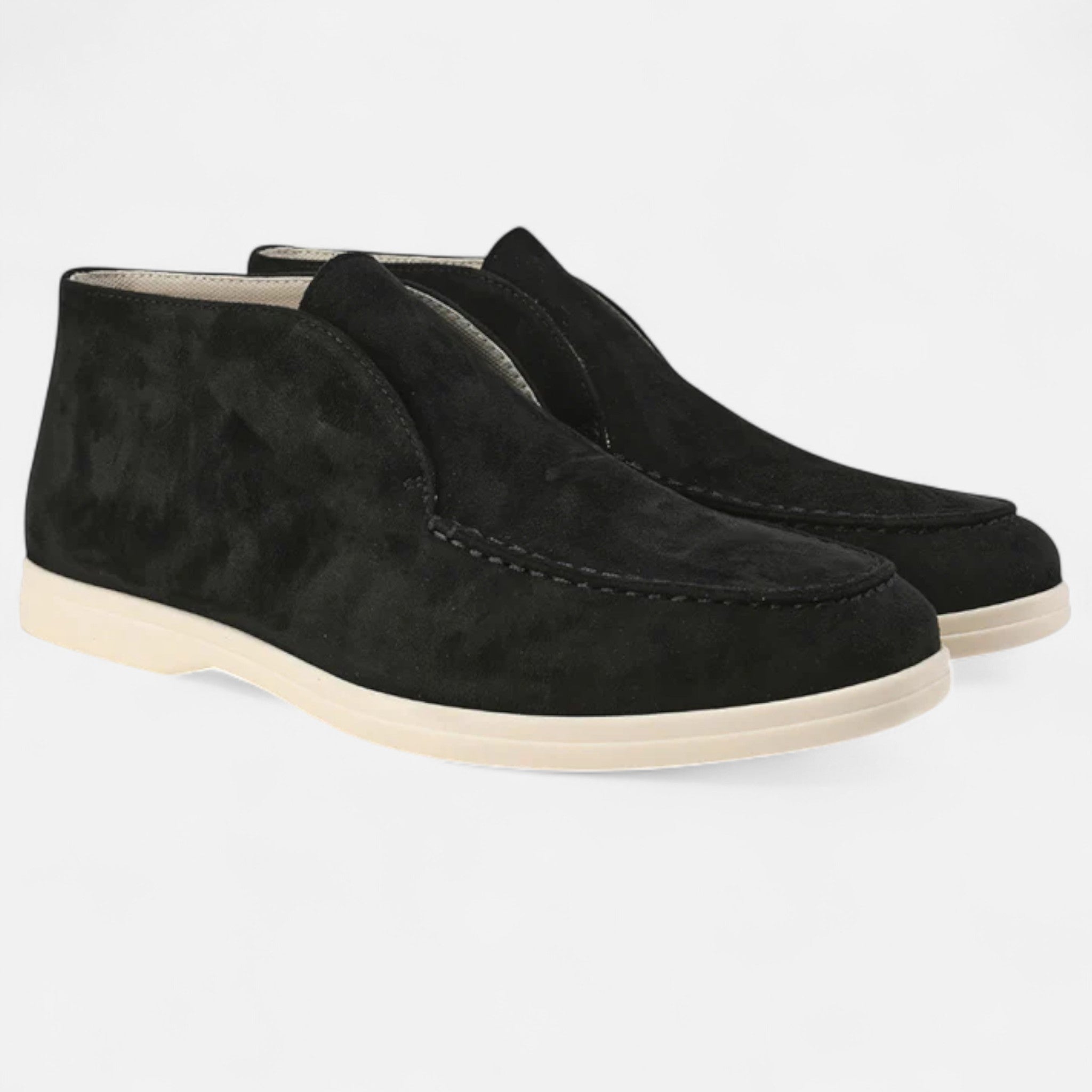 Men's high-cut suede loafers in Navy - front view