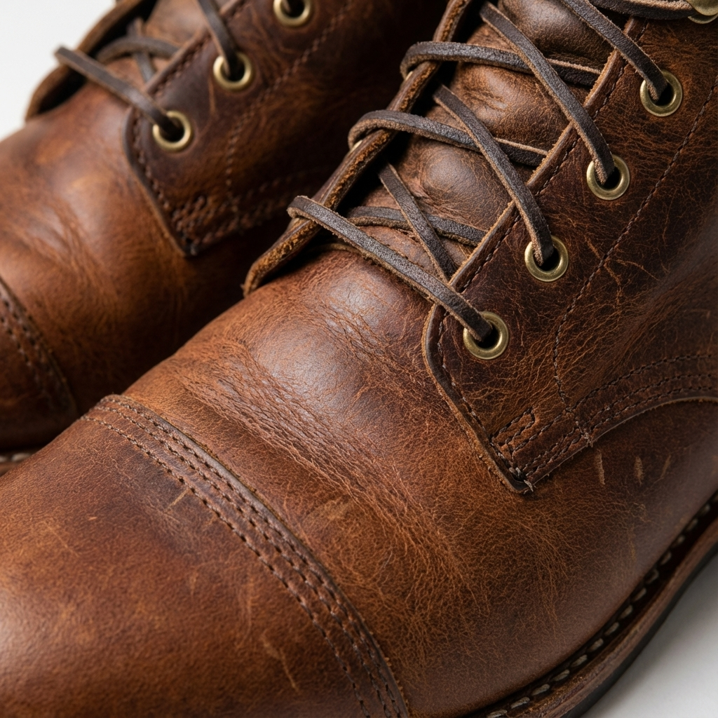 Men's Lace-Up Distressed Finish Cap Toe Ankle Boots - view 4