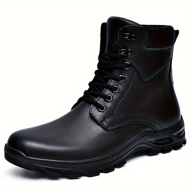 Men's Lace-Up Mid-Top Boots with Rugged Sole - view 2