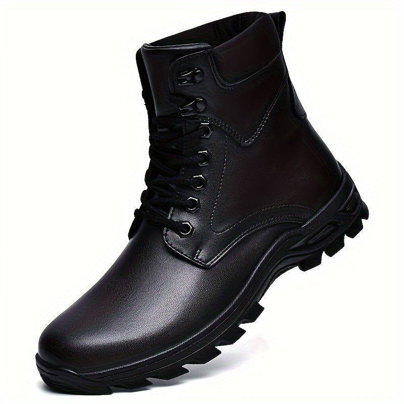 Men's Lace-Up Mid-Top Boots with Rugged Sole - view 4