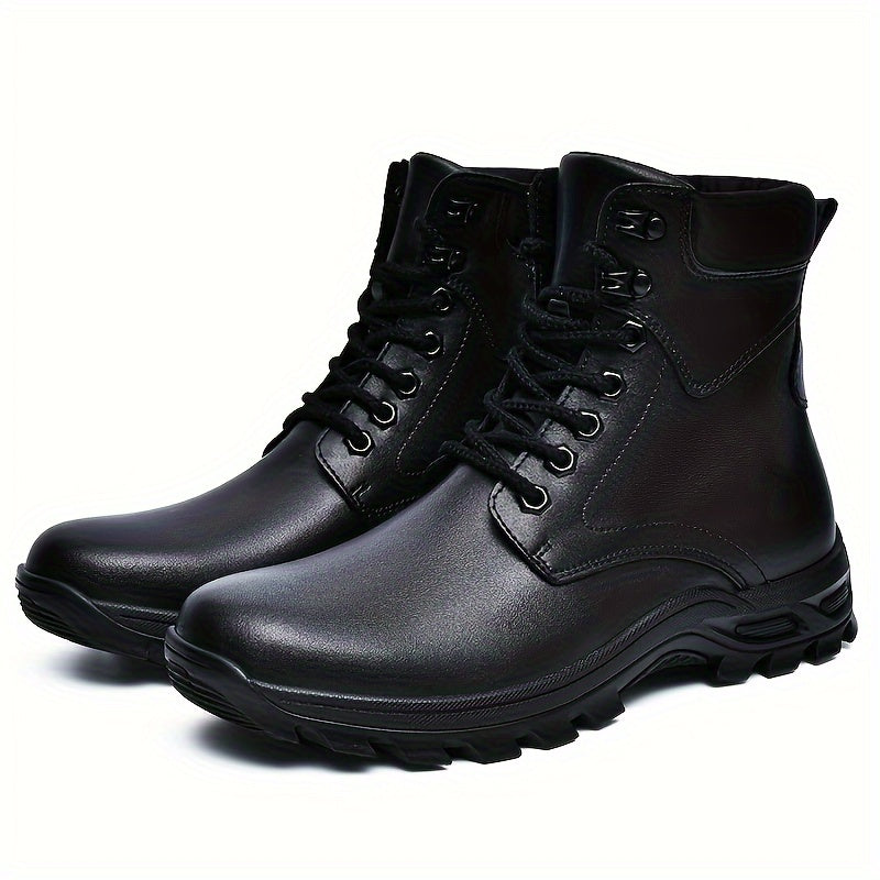 Men's Lace-Up Mid-Top Boots with Rugged Sole - view 9