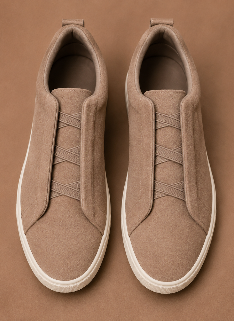 Men's suede slip-on sneakers casual everyday - angle view