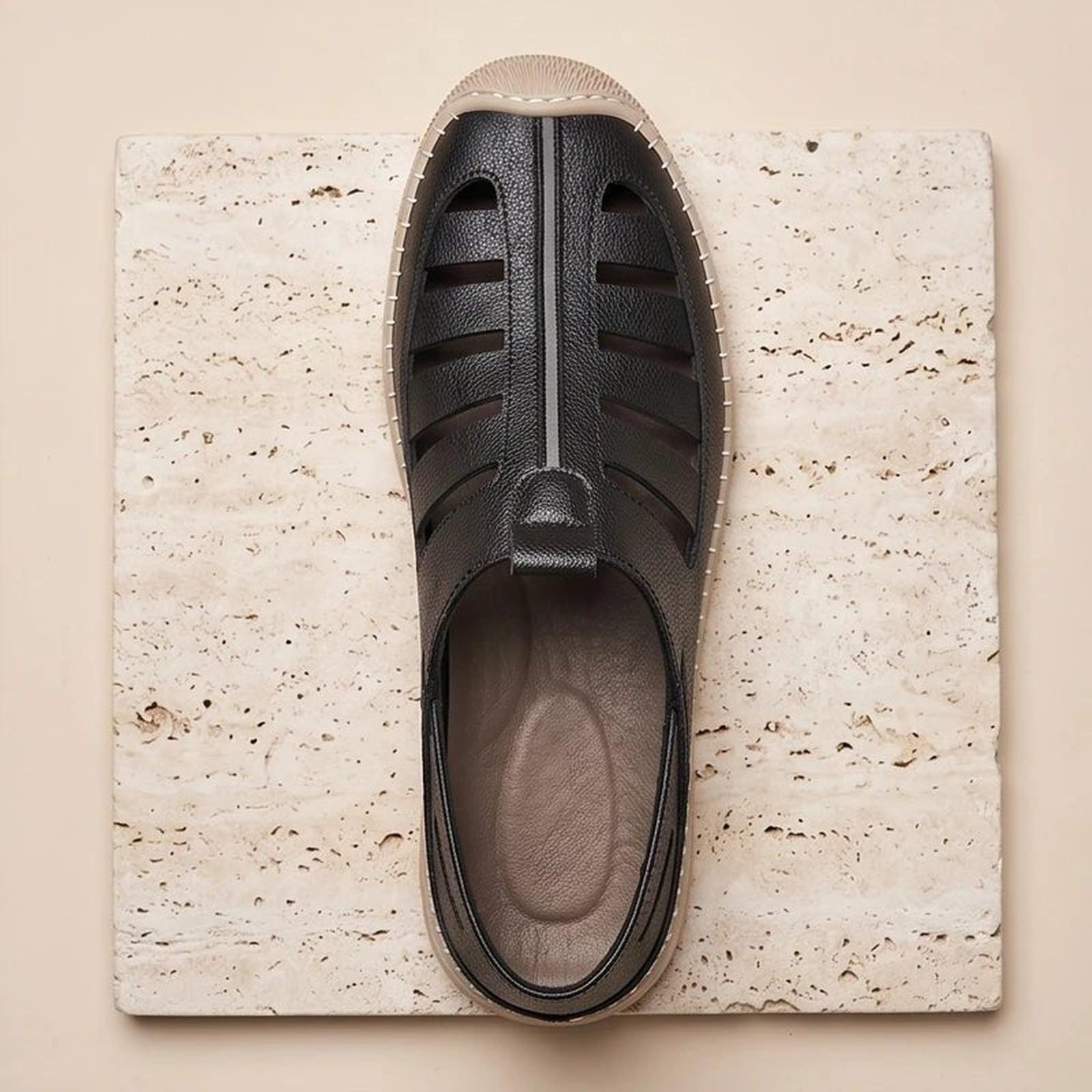 Men's closed-toe slip-on fisherman sandals - angle view