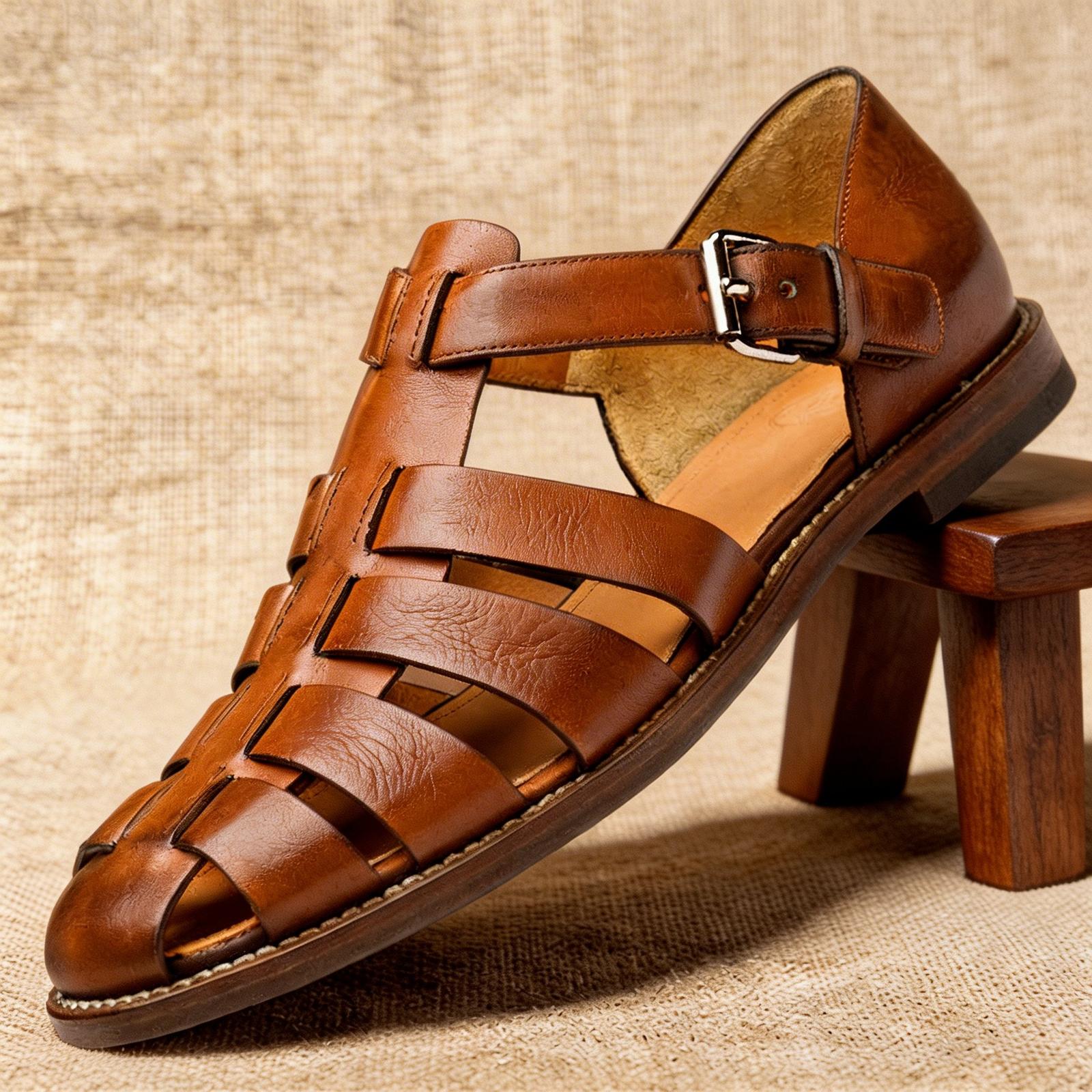 men's leather fisherman sandals - side view