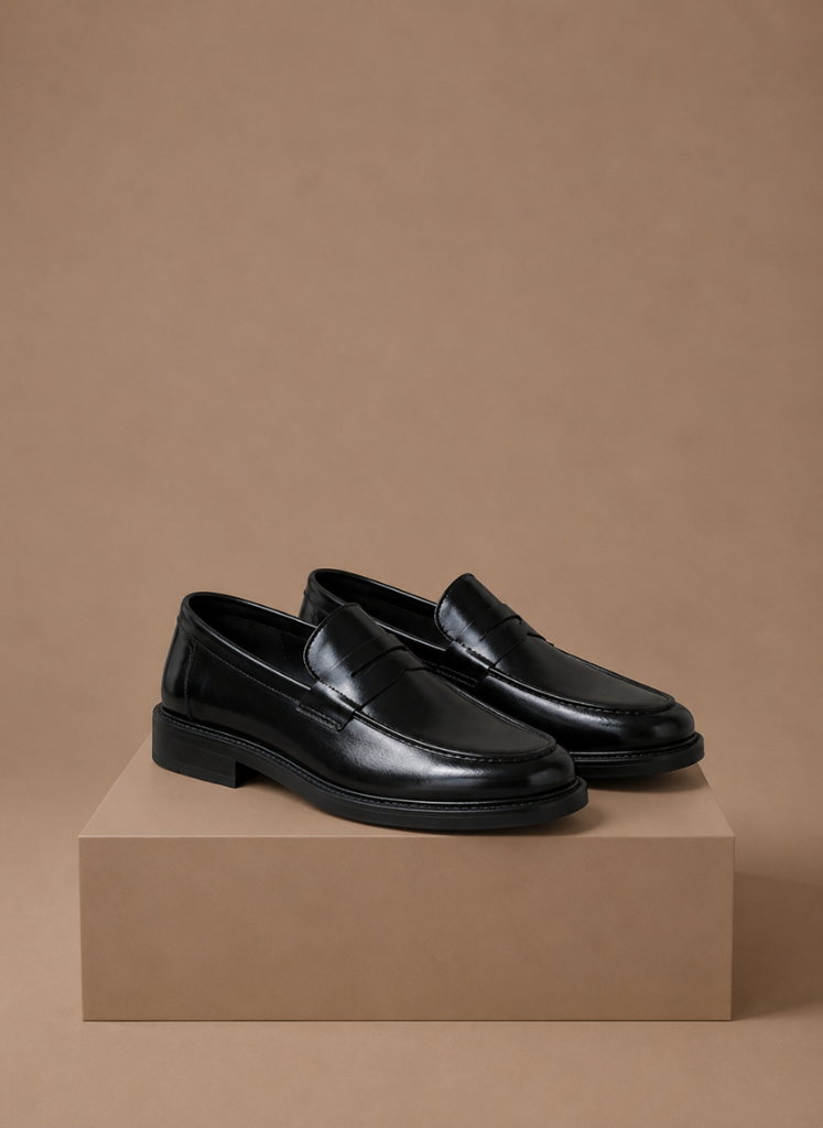Men's leather penny loafers smart casual - side view