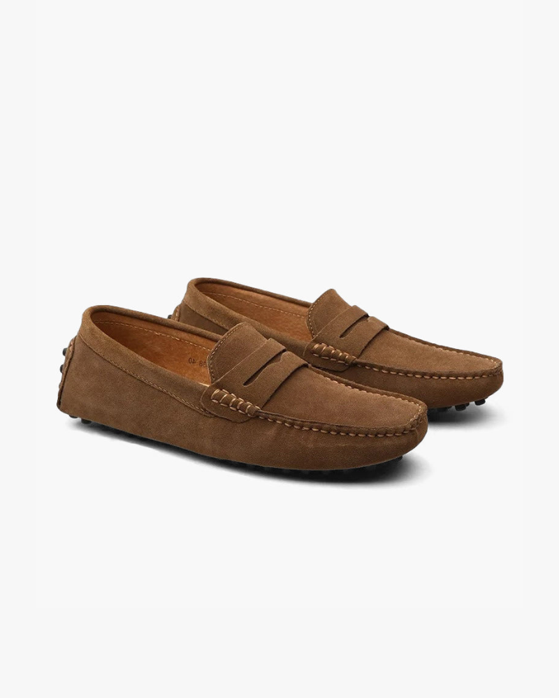 Men's suede driver loafers in Black - front view