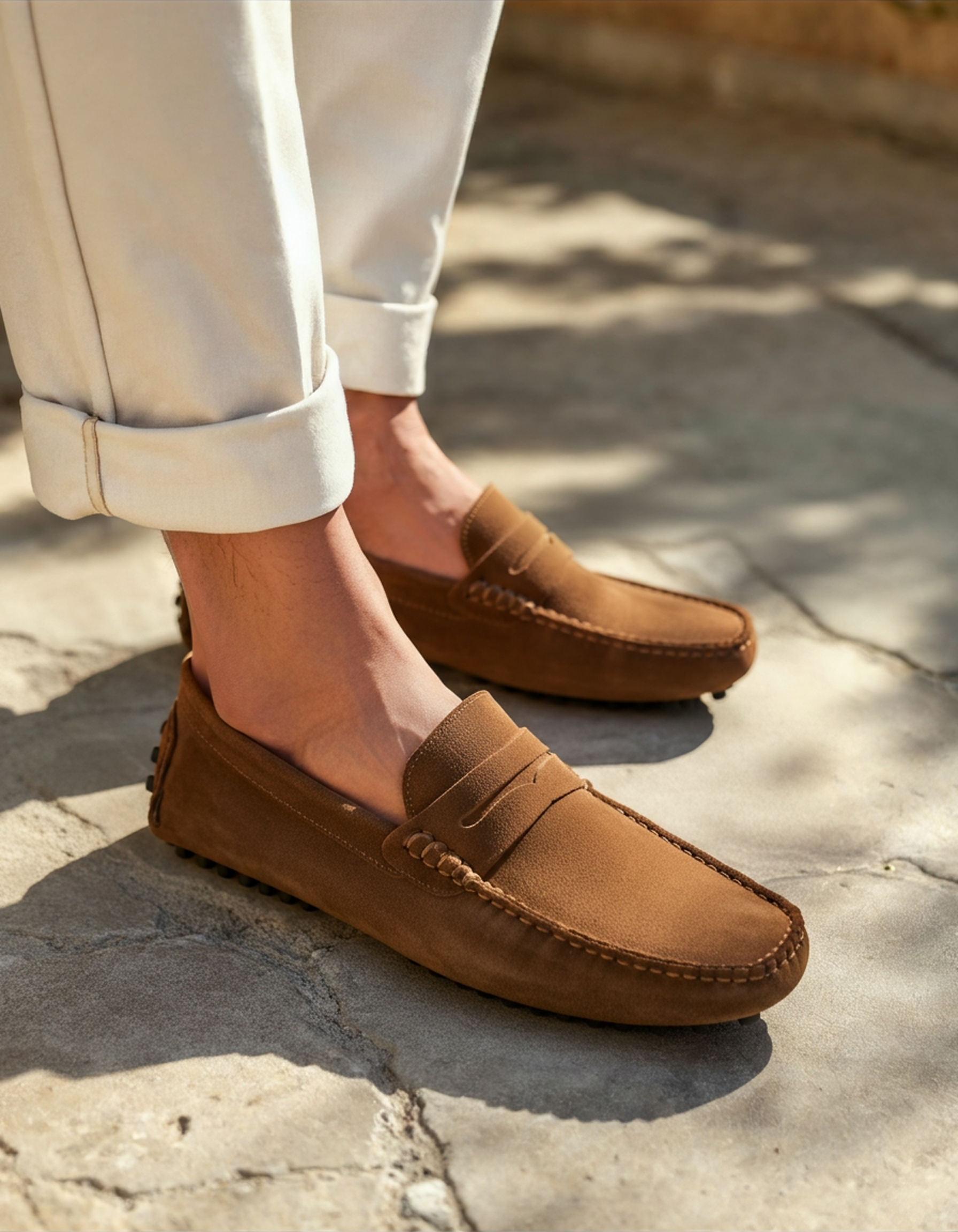 Men's suede driver loafers - side view