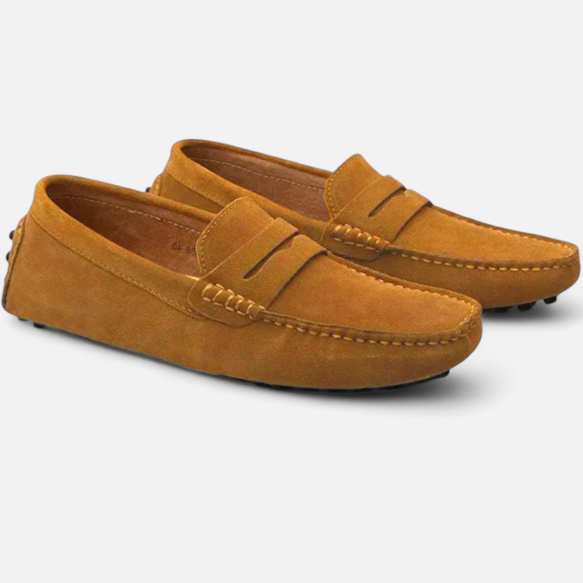 Men's suede driver loafers in Coffee - front view