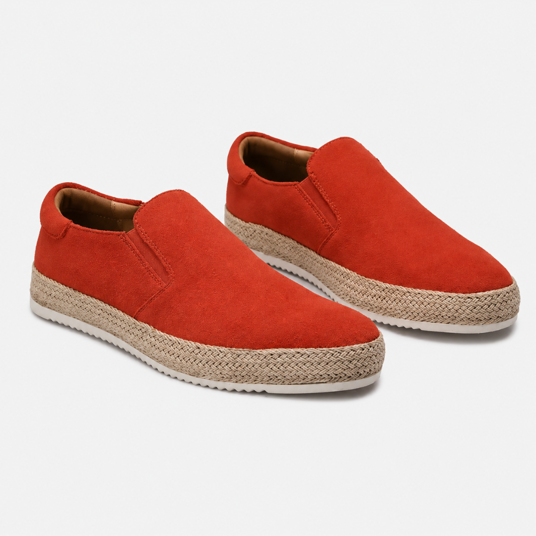 Men's suede flat loafers in Light Grey - front view