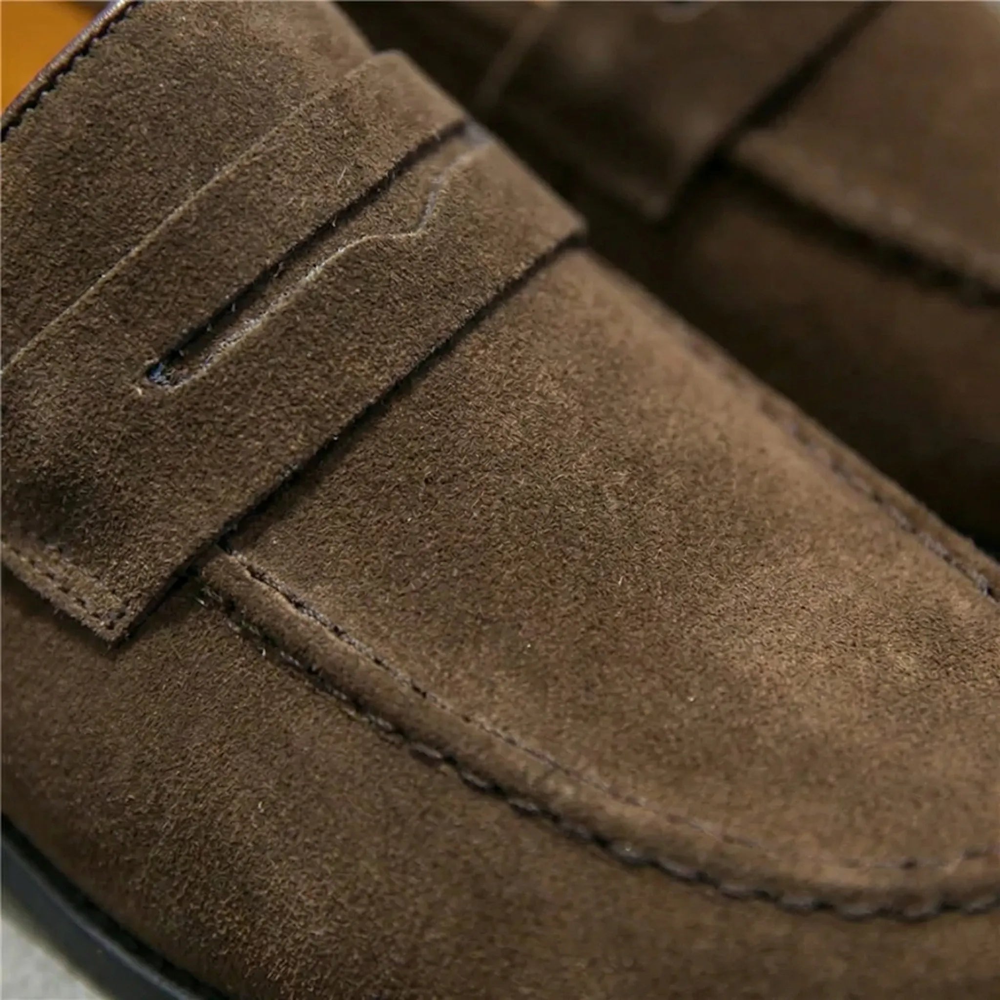 Men's suede slip-on loafers in Beige - front view