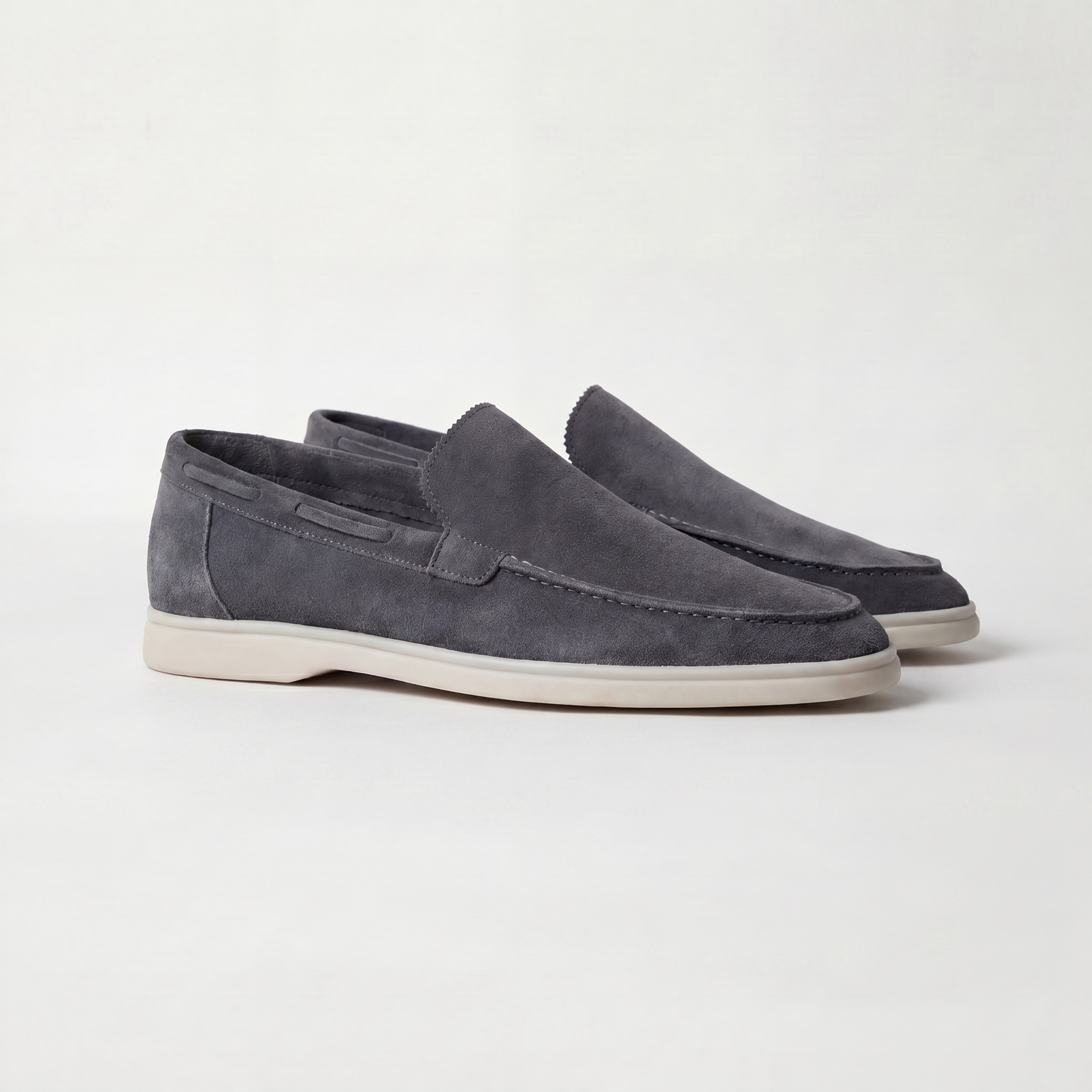 Men's suede loafers in khaki - front view