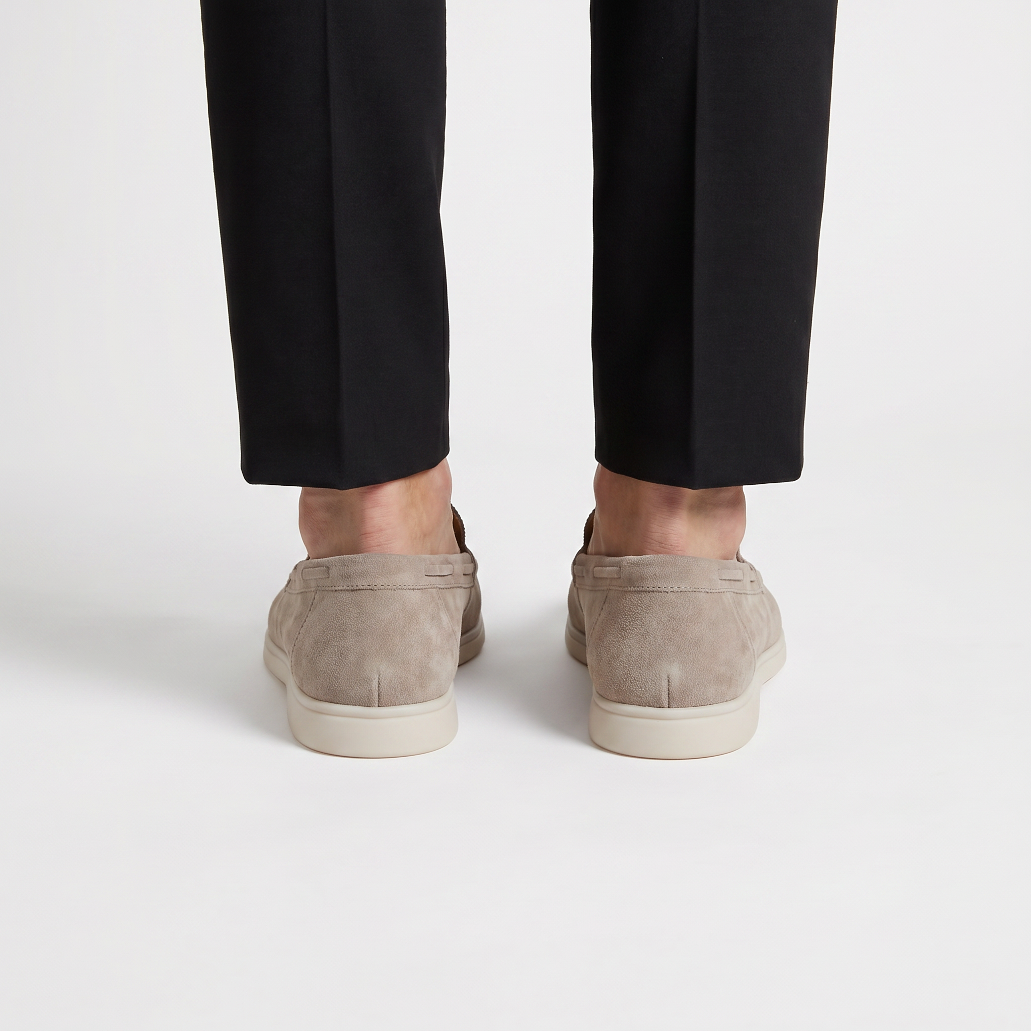 Men's suede slip-on loafers in black - front view