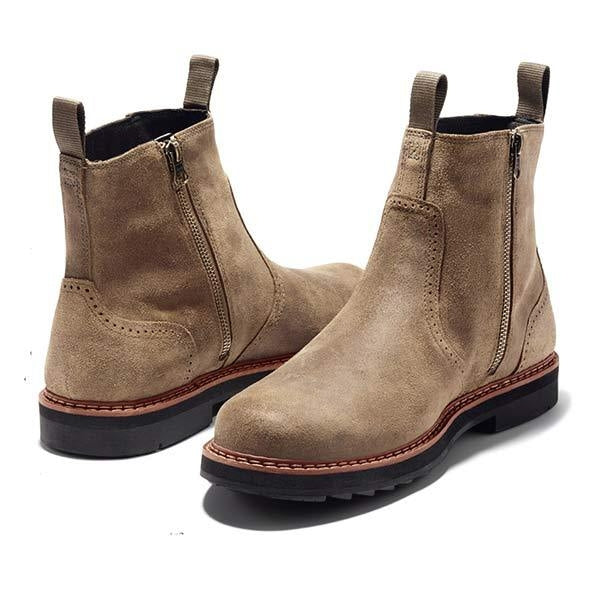 Men's Suede-Look Chelsea Boots with Lug Sole - view 3