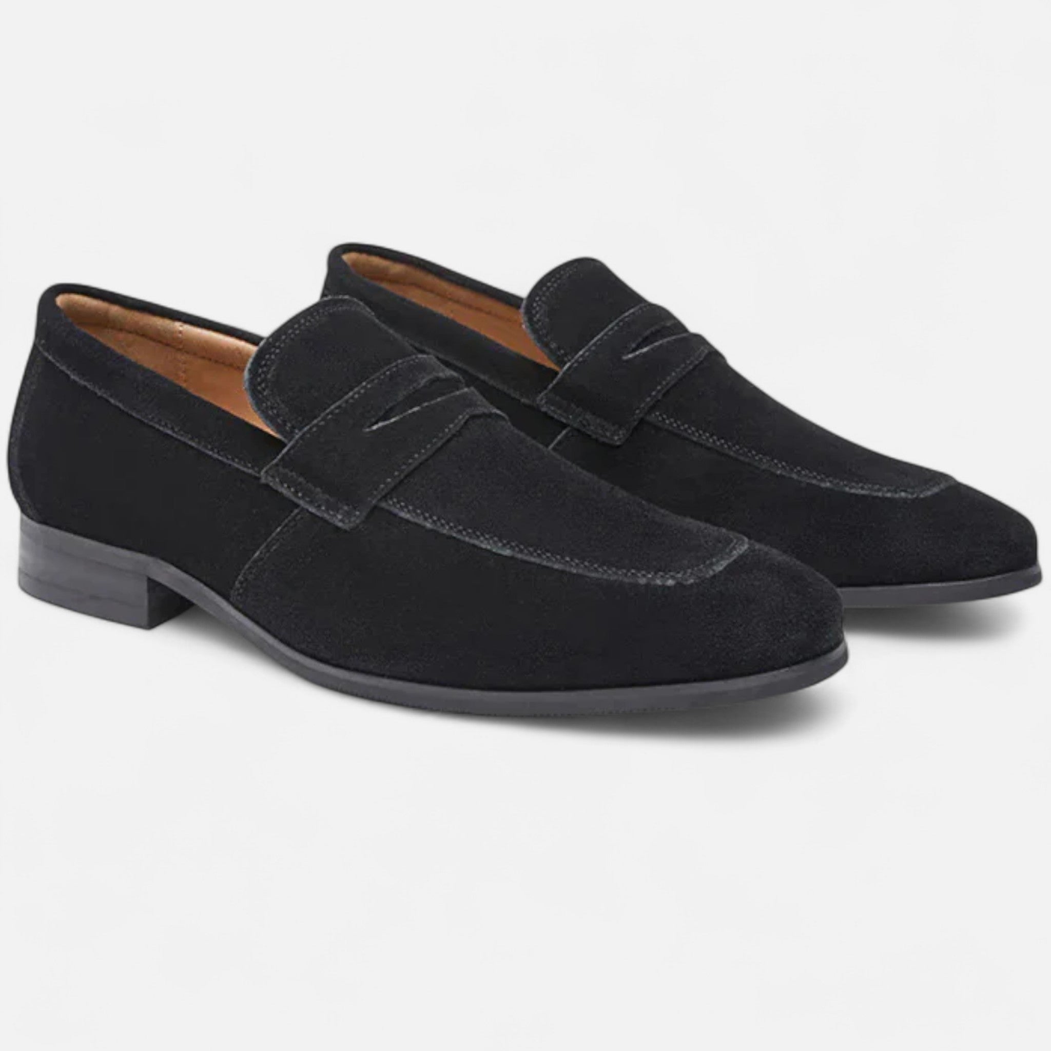 Men's suede penny loafers - side view