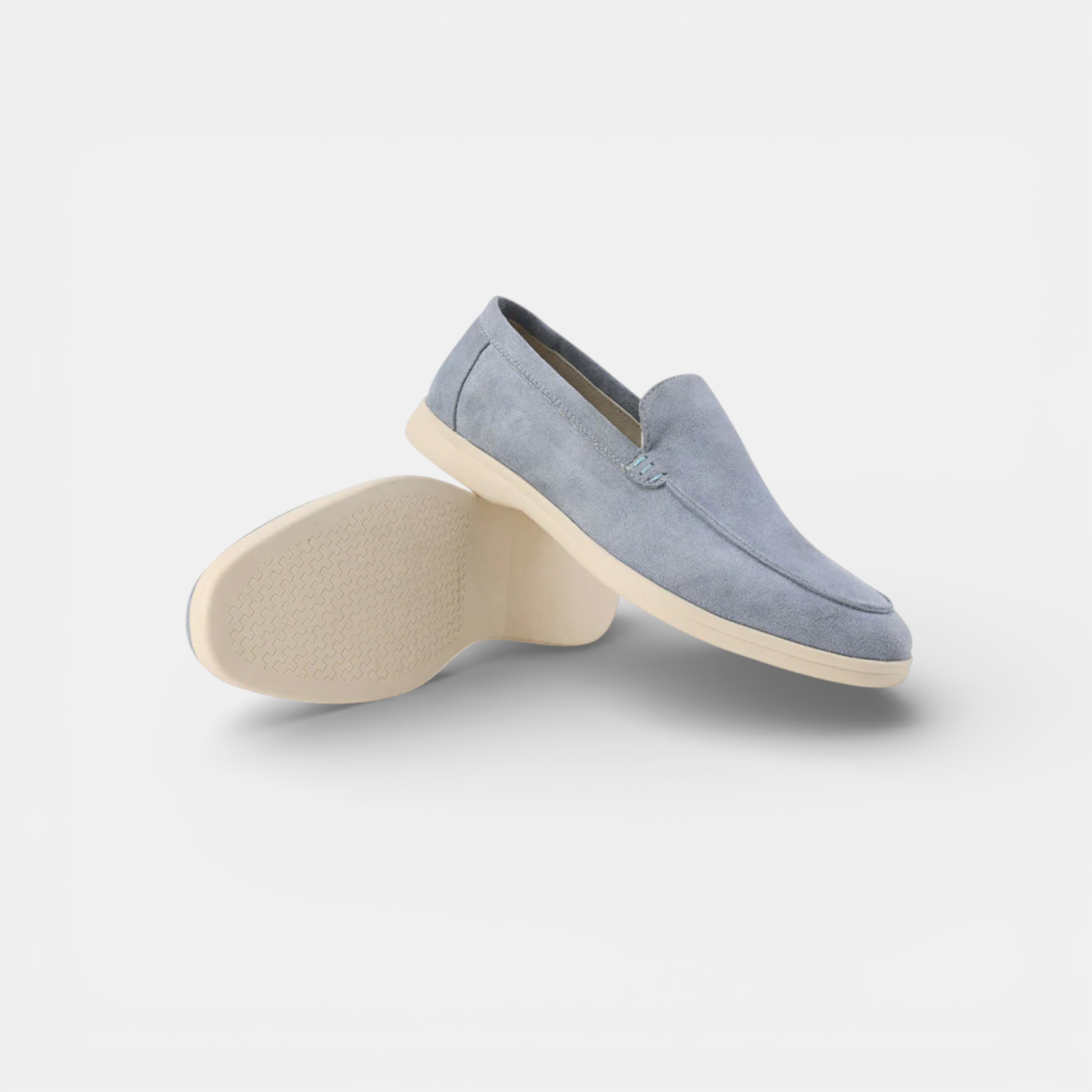 Men's suede summer loafers in Blue - front view