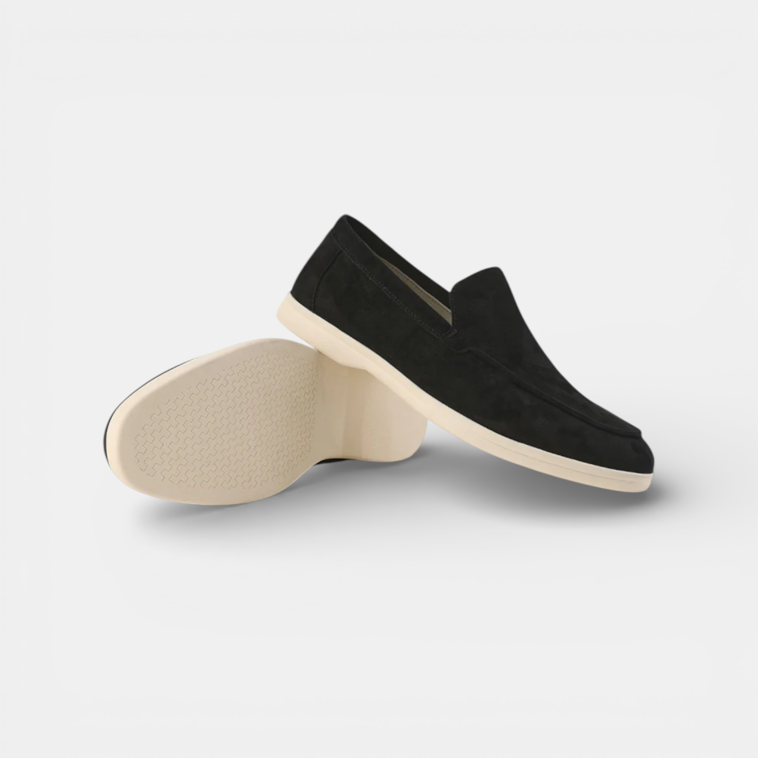 Men's suede summer loafers in Beige - front view