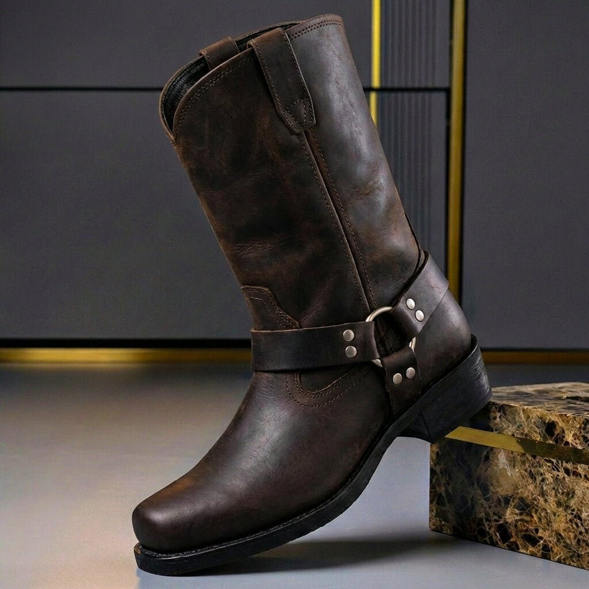 Men's Western Harness Boots with Block Heel - view 2