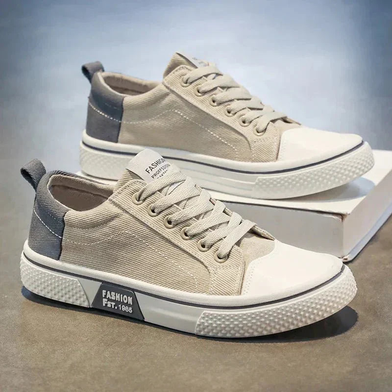 Men's lace-up canvas casual sneakers - side view
