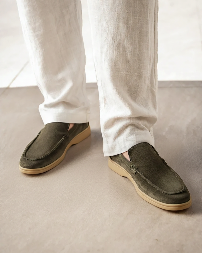 Men's suede loafers in Brown - front view