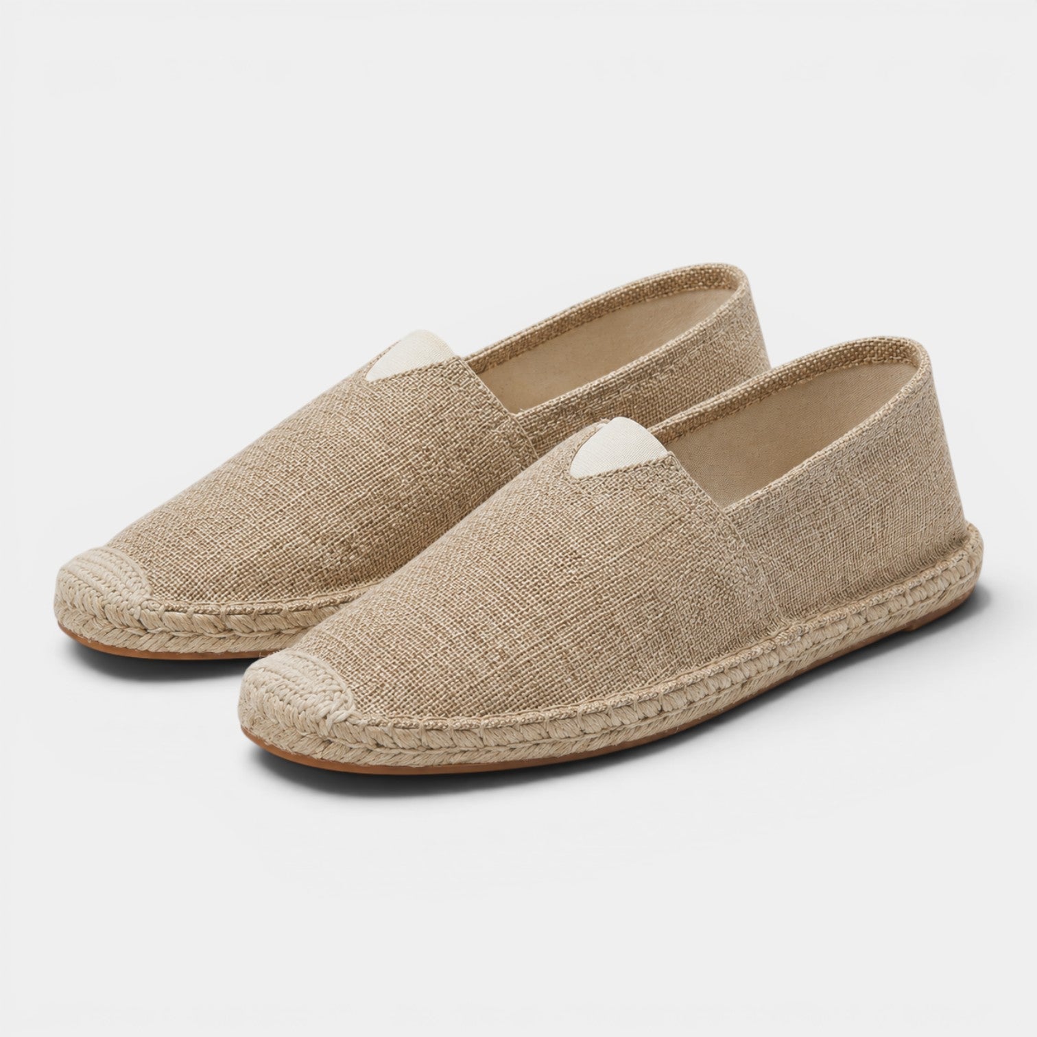 Men's linen espadrille loafers in Khaki - front view