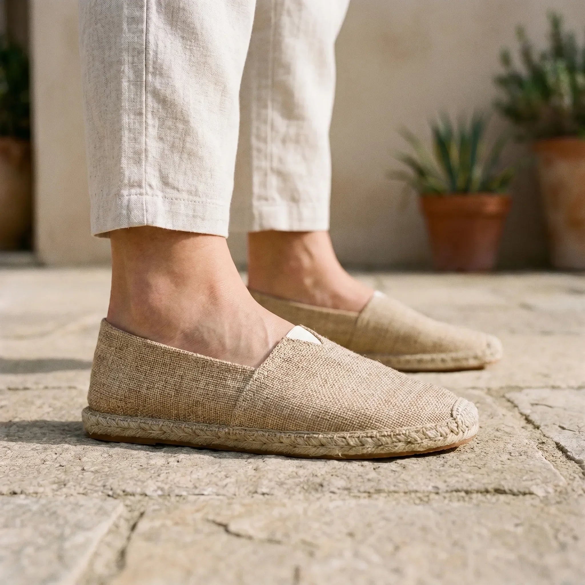 Men's linen espadrille loafers - side view