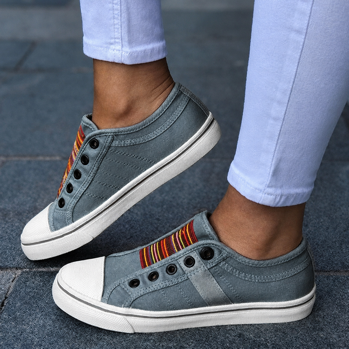 Women's Classic Elastic Canvas Sneakers - view 3