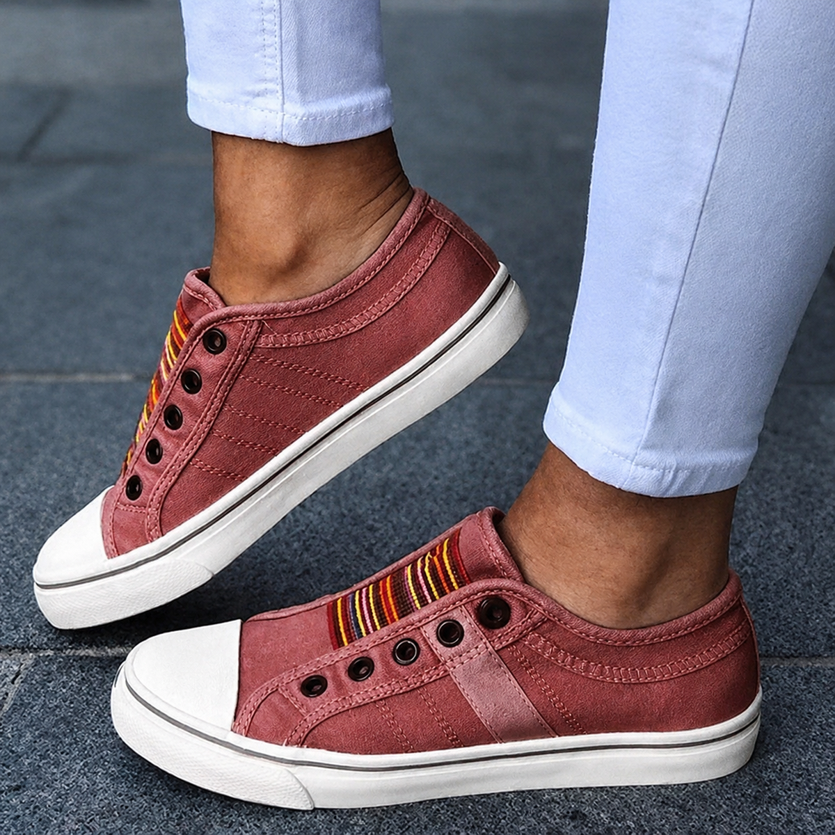 Women's Classic Elastic Canvas Sneakers - view 4