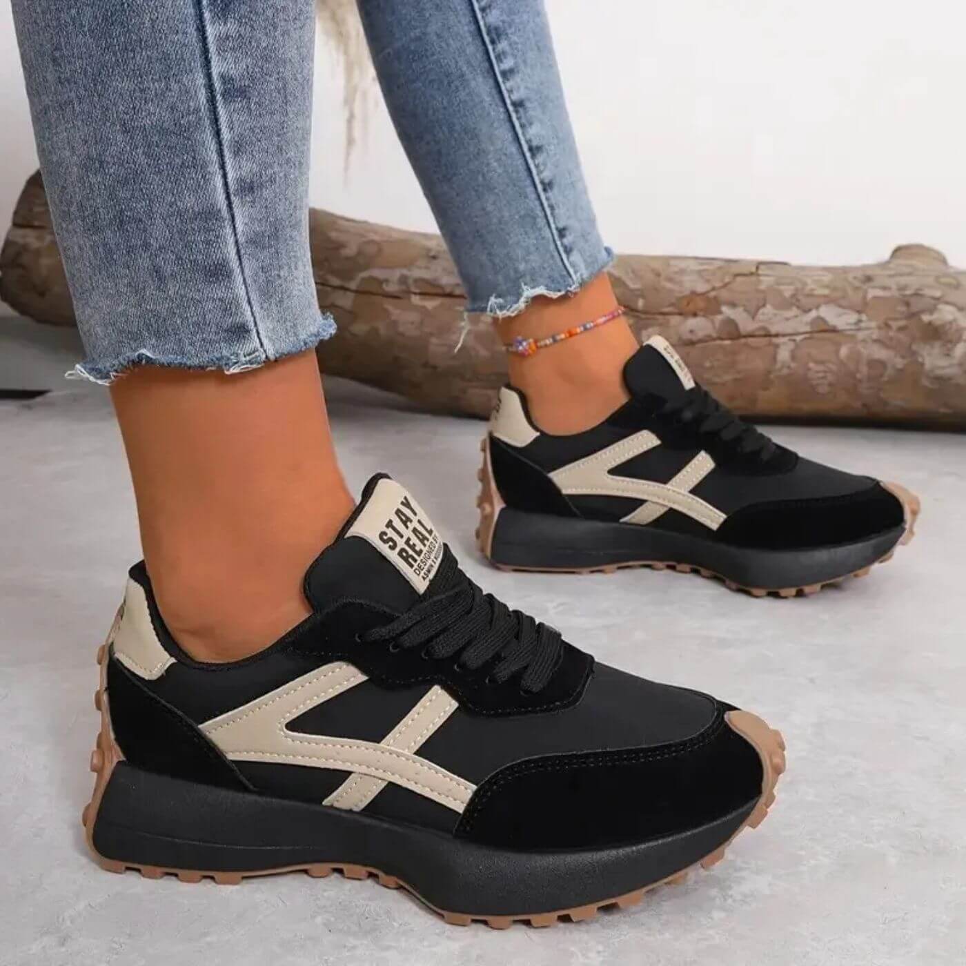 women's cushioned slip-resistant sneakers - front view